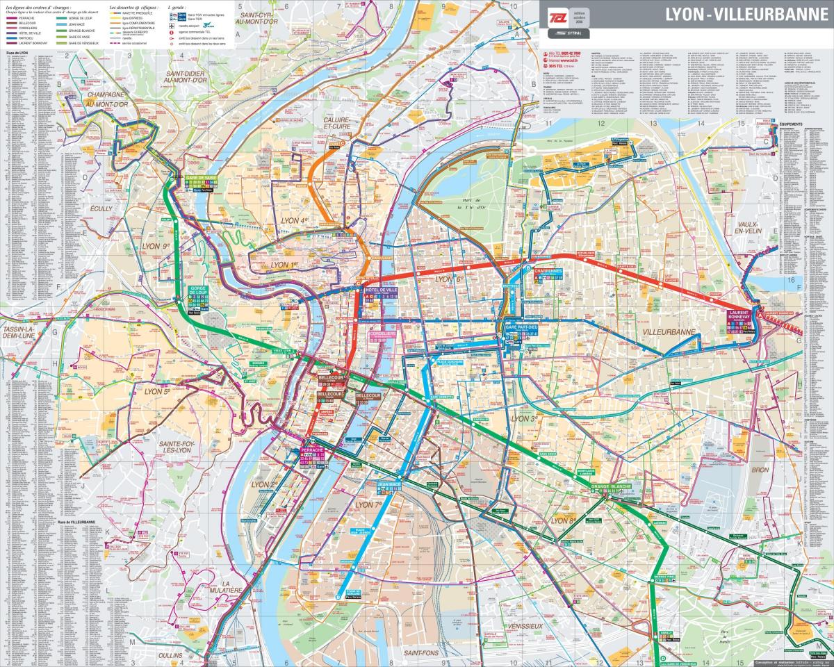 لیون فرانسه, اتوبوس, نقشه