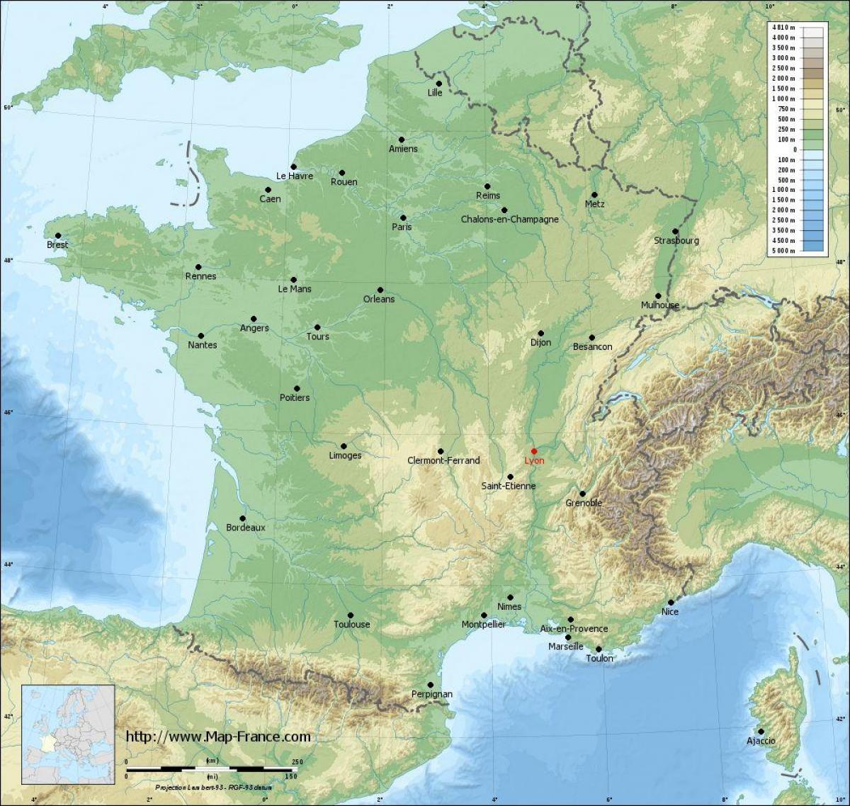 نقشه جغرافیایی لیون